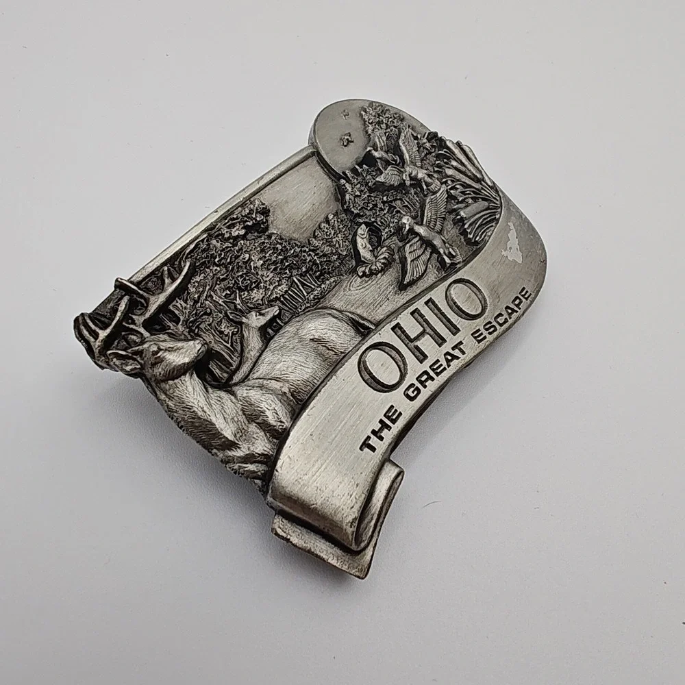 Bergamot Belt Buckle Ohio The Great‎ Escape Vintage 1984 D-30 Pewter USA